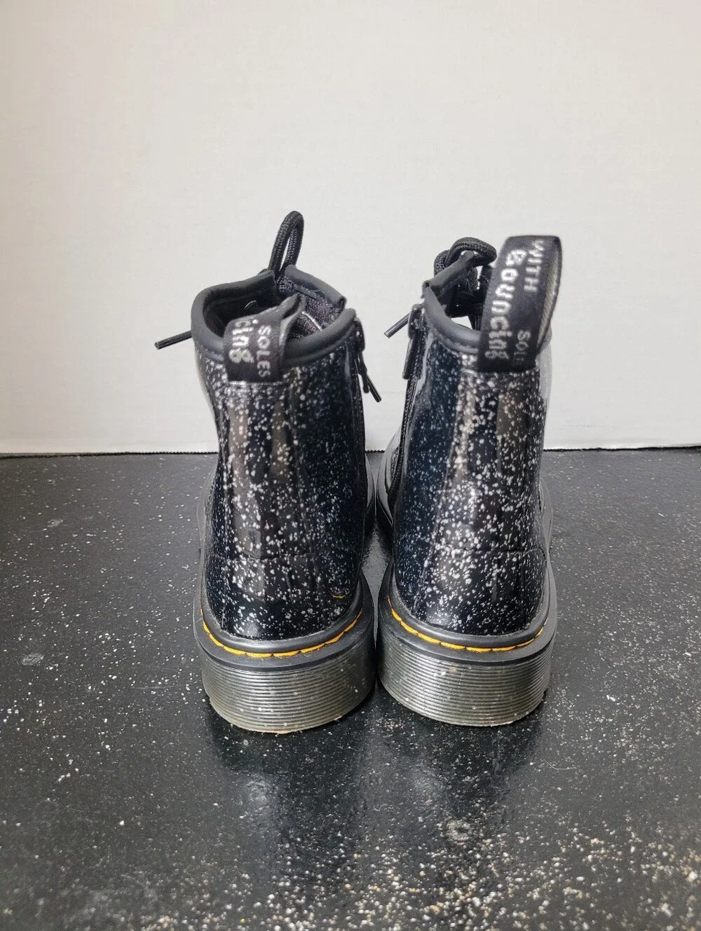 Dr Martens Black and Silver Glitter Boots